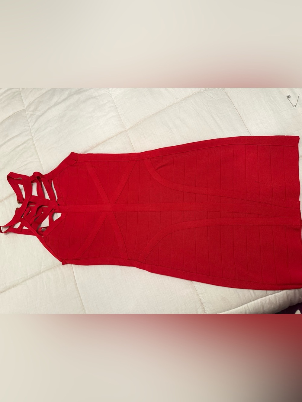 bebe Red Strappy Bodycon Dress